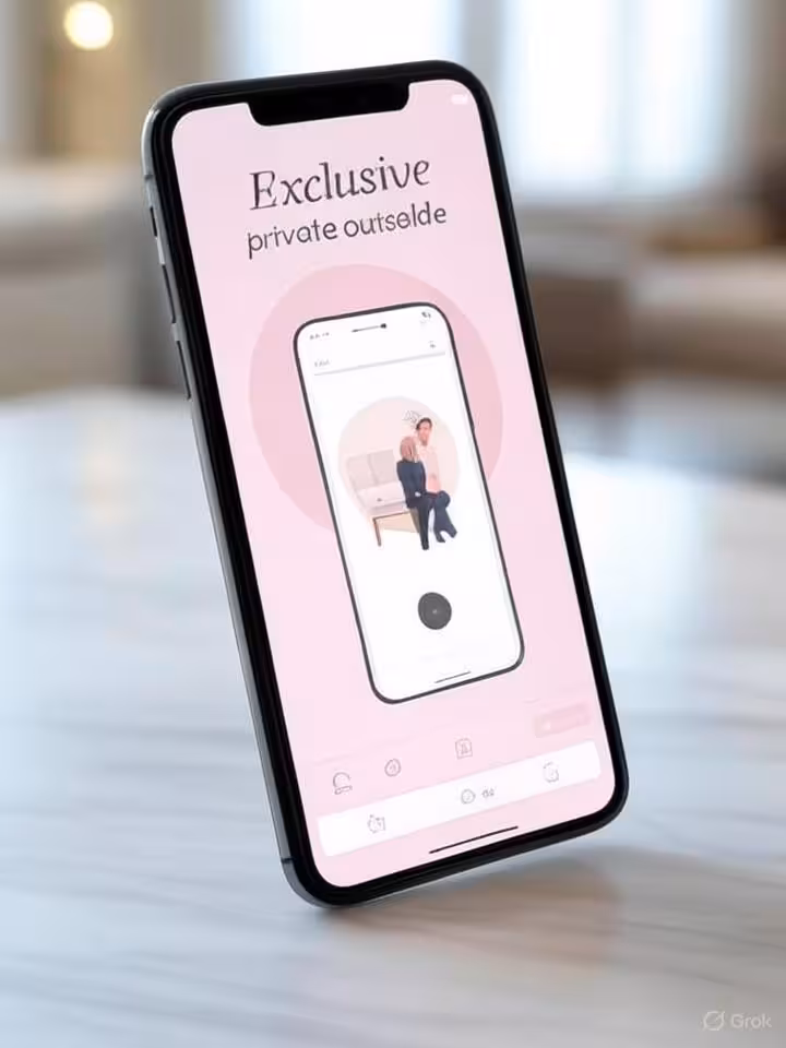 exclusive private dating app interface on luxury smartphone, modern minimalist UI design, elegant ty