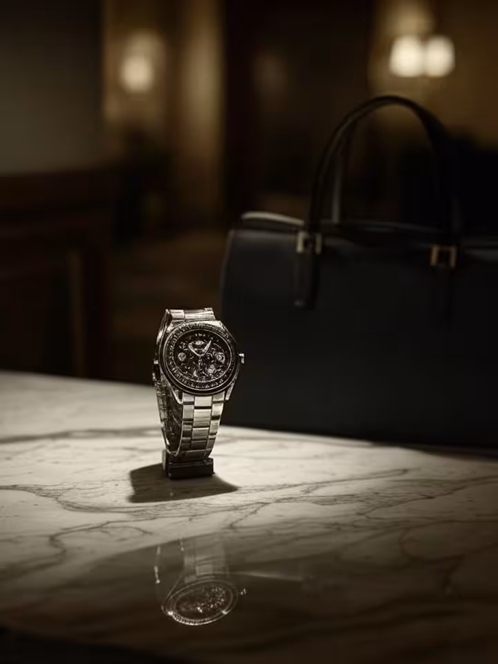 Close-up of luxury lifestyle contradiction imagery, juxtaposition of authentic versus staged luxury 